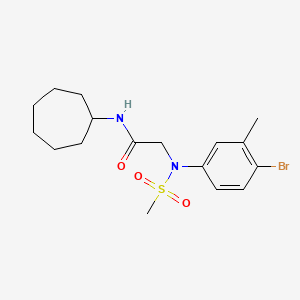 molecular formula C17H25BrN2O3S B3493846 N~2~-(4-bromo-3-methylphenyl)-N~1~-cycloheptyl-N~2~-(methylsulfonyl)glycinamide 