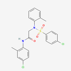 molecular formula C22H20Cl2N2O3S B3493889 N~1~-(4-chloro-2-methylphenyl)-N~2~-[(4-chlorophenyl)sulfonyl]-N~2~-(2-methylphenyl)glycinamide 