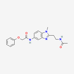 molecular formula C20H22N4O3 B3493925 N-[2-(2-Acetamidoethyl)-1-methyl-1H-1,3-benzodiazol-5-YL]-2-phenoxyacetamide 