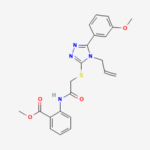 molecular formula C22H22N4O4S B3493994 METHYL 2-(2-{[5-(3-METHOXYPHENYL)-4-(PROP-2-EN-1-YL)-4H-1,2,4-TRIAZOL-3-YL]SULFANYL}ACETAMIDO)BENZOATE 