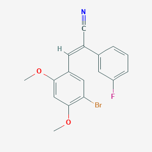 molecular formula C17H13BrFNO2 B3494010 (E)-3-(5-bromo-2,4-dimethoxyphenyl)-2-(3-fluorophenyl)prop-2-enenitrile 