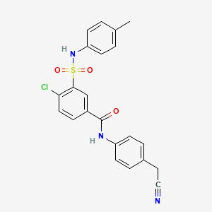 molecular formula C22H18ClN3O3S B3494031 4-chloro-N-[4-(cyanomethyl)phenyl]-3-{[(4-methylphenyl)amino]sulfonyl}benzamide 