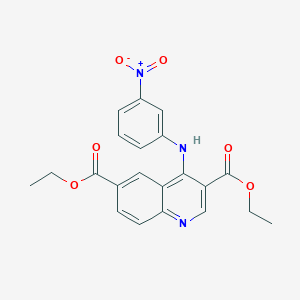 molecular formula C21H19N3O6 B349404 Diethyl 4-{3-nitroanilino}-3,6-quinolinedicarboxylate CAS No. 385390-51-2