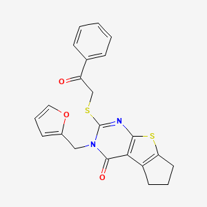 3-(2-furylmethyl)-2-[(2-oxo-2-phenylethyl)thio]-3,5,6,7-tetrahydro-4H-cyclopenta[4,5]thieno[2,3-d]pyrimidin-4-one