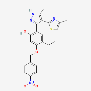 4-ethyl-2-[5-methyl-4-(4-methyl-1,3-thiazol-2-yl)-1H-pyrazol-3-yl]-5-[(4-nitrophenyl)methoxy]phenol