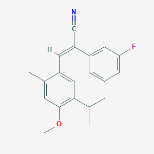 molecular formula C20H20FNO B3494107 (E)-2-(3-fluorophenyl)-3-(4-methoxy-2-methyl-5-propan-2-ylphenyl)prop-2-enenitrile 