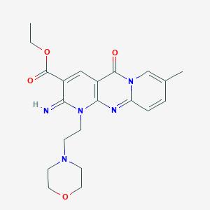molecular formula C21H25N5O4 B349412 Ethyl 6-imino-13-methyl-7-(2-morpholin-4-ylethyl)-2-oxo-1,7,9-triazatricyclo[8.4.0.03,8]tetradeca-3(8),4,9,11,13-pentaene-5-carboxylate CAS No. 842962-17-8