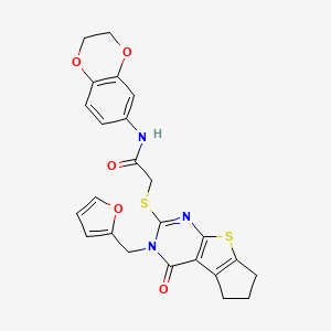 N-(2,3-dihydro-1,4-benzodioxin-6-yl)-2-{[3-(2-furylmethyl)-4-oxo-3,5,6,7-tetrahydro-4H-cyclopenta[4,5]thieno[2,3-d]pyrimidin-2-yl]thio}acetamide