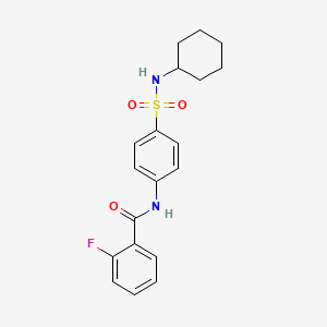 molecular formula C19H21FN2O3S B3494144 N-[4-(cyclohexylsulfamoyl)phenyl]-2-fluorobenzamide 