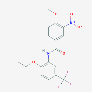 molecular formula C17H15F3N2O5 B3494216 N-[2-ethoxy-5-(trifluoromethyl)phenyl]-4-methoxy-3-nitrobenzamide 