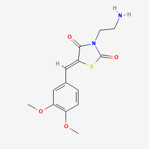 molecular formula C14H16N2O4S B3494253 3-(2-Aminoethyl)-5-[(3,4-dimethoxyphenyl)methylidene]-1,3-thiazolidine-2,4-dione 