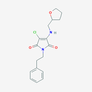 molecular formula C17H19ClN2O3 B349428 3-chloro-1-(2-phenylethyl)-4-[(tetrahydro-2-furanylmethyl)amino]-1H-pyrrole-2,5-dione CAS No. 459419-37-5
