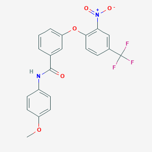 molecular formula C21H15F3N2O5 B3494289 N-(4-methoxyphenyl)-3-[2-nitro-4-(trifluoromethyl)phenoxy]benzamide 