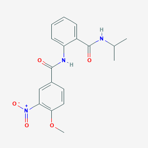 molecular formula C18H19N3O5 B3494306 N-{2-[(isopropylamino)carbonyl]phenyl}-4-methoxy-3-nitrobenzamide 