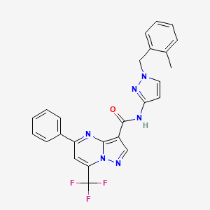 molecular formula C25H19F3N6O B3494309 N-[1-[(2-methylphenyl)methyl]pyrazol-3-yl]-5-phenyl-7-(trifluoromethyl)pyrazolo[1,5-a]pyrimidine-3-carboxamide 