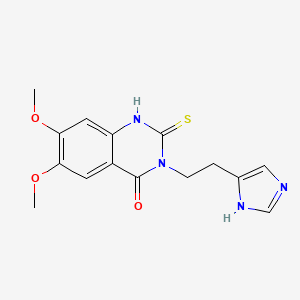 molecular formula C15H16N4O3S B3494323 3-[2-(1H-imidazol-5-yl)ethyl]-6,7-dimethoxy-2-sulfanylidene-1H-quinazolin-4-one 