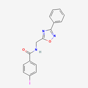 molecular formula C16H12IN3O2 B3494359 4-iodo-N-[(3-phenyl-1,2,4-oxadiazol-5-yl)methyl]benzamide 