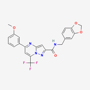 N-(1,3-benzodioxol-5-ylmethyl)-5-(3-methoxyphenyl)-7-(trifluoromethyl)pyrazolo[1,5-a]pyrimidine-2-carboxamide