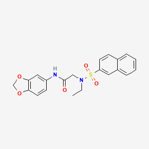 molecular formula C21H20N2O5S B3494458 N~1~-1,3-benzodioxol-5-yl-N~2~-ethyl-N~2~-(2-naphthylsulfonyl)glycinamide 