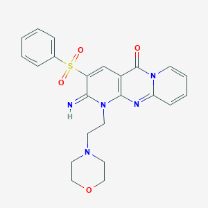 5-(Benzenesulfonyl)-6-imino-7-(2-morpholin-4-ylethyl)-1,7,9-triazatricyclo[8.4.0.03,8]tetradeca-3(8),4,9,11,13-pentaen-2-one