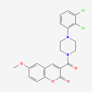 molecular formula C21H18Cl2N2O4 B3494472 3-{[4-(2,3-dichlorophenyl)-1-piperazinyl]carbonyl}-6-methoxy-2H-chromen-2-one 