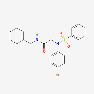 molecular formula C21H25BrN2O3S B3494499 2-[N-(4-BROMOPHENYL)BENZENESULFONAMIDO]-N-(CYCLOHEXYLMETHYL)ACETAMIDE CAS No. 312288-26-9