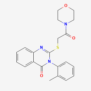 molecular formula C21H21N3O3S B3494513 3-(2-methylphenyl)-2-{[2-(4-morpholinyl)-2-oxoethyl]thio}-4(3H)-quinazolinone 