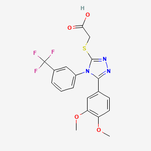 molecular formula C19H16F3N3O4S B3494544 2-{[5-(3,4-DIMETHOXYPHENYL)-4-[3-(TRIFLUOROMETHYL)PHENYL]-4H-1,2,4-TRIAZOL-3-YL]SULFANYL}ACETIC ACID 