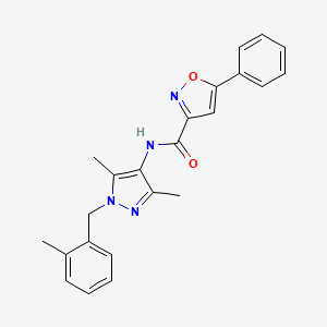 molecular formula C23H22N4O2 B3494562 N-[3,5-dimethyl-1-(2-methylbenzyl)-1H-pyrazol-4-yl]-5-phenyl-3-isoxazolecarboxamide 