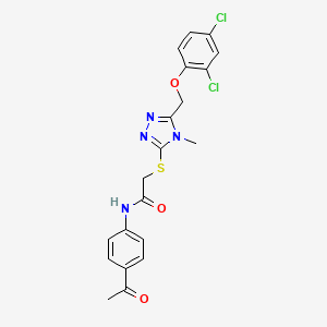 molecular formula C20H18Cl2N4O3S B3494586 N-(4-acetylphenyl)-2-({5-[(2,4-dichlorophenoxy)methyl]-4-methyl-4H-1,2,4-triazol-3-yl}thio)acetamide 