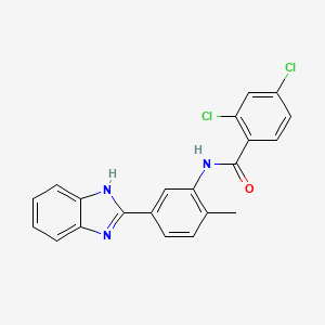 molecular formula C21H15Cl2N3O B3494594 N-[5-(1H-benzimidazol-2-yl)-2-methylphenyl]-2,4-dichlorobenzamide 