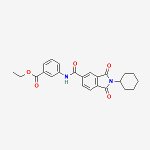 molecular formula C24H24N2O5 B3494609 ethyl 3-{[(2-cyclohexyl-1,3-dioxo-2,3-dihydro-1H-isoindol-5-yl)carbonyl]amino}benzoate 