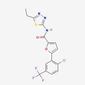 molecular formula C16H11ClF3N3O2S B3494620 5-[2-chloro-5-(trifluoromethyl)phenyl]-N-(5-ethyl-1,3,4-thiadiazol-2-yl)-2-furamide 