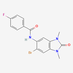 molecular formula C16H13BrFN3O2 B3494629 N-(6-bromo-1,3-dimethyl-2-oxo-2,3-dihydro-1H-benzimidazol-5-yl)-4-fluorobenzamide 