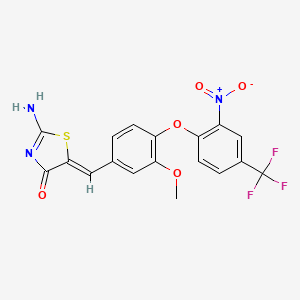 molecular formula C18H12F3N3O5S B3494638 (5Z)-2-IMINO-5-({3-METHOXY-4-[2-NITRO-4-(TRIFLUOROMETHYL)PHENOXY]PHENYL}METHYLIDENE)-1,3-THIAZOLIDIN-4-ONE 