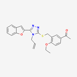 molecular formula C24H23N3O3S B3494653 1-[3-[[5-(1-Benzofuran-2-yl)-4-prop-2-enyl-1,2,4-triazol-3-yl]sulfanylmethyl]-4-ethoxyphenyl]ethanone 