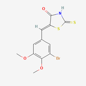 molecular formula C12H10BrNO3S2 B3494661 (5Z)-5-(3-bromo-4,5-dimethoxybenzylidene)-2-thioxo-1,3-thiazolidin-4-one 