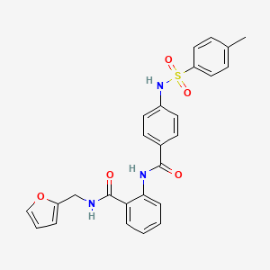 molecular formula C26H23N3O5S B3494744 N-(2-furylmethyl)-2-[(4-{[(4-methylphenyl)sulfonyl]amino}benzoyl)amino]benzamide 