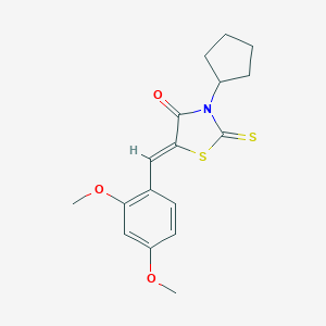 molecular formula C17H19NO3S2 B349481 3-Cyclopentyl-5-(2,4-dimethoxybenzylidene)-2-thioxo-1,3-thiazolidin-4-one CAS No. 848989-65-1