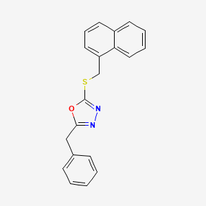 molecular formula C20H16N2OS B3494849 2-benzyl-5-[(1-naphthylmethyl)thio]-1,3,4-oxadiazole 