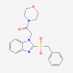 molecular formula C20H21N3O4S B3494901 2-[2-(BENZYLSULFONYL)-1H-1,3-BENZIMIDAZOL-1-YL]-1-MORPHOLINO-1-ETHANONE 