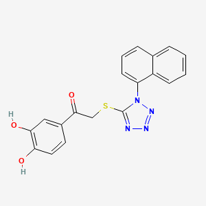 molecular formula C19H14N4O3S B3494911 1-(3,4-dihydroxyphenyl)-2-{[1-(1-naphthyl)-1H-tetrazol-5-yl]thio}ethanone 