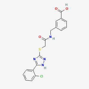 molecular formula C18H15ClN4O3S B3494929 3-{[({[5-(2-chlorophenyl)-4H-1,2,4-triazol-3-yl]thio}acetyl)amino]methyl}benzoic acid 