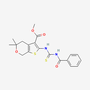 molecular formula C19H20N2O4S2 B3494980 methyl 2-{[(benzoylamino)carbonothioyl]amino}-5,5-dimethyl-4,7-dihydro-5H-thieno[2,3-c]pyran-3-carboxylate CAS No. 713111-82-1