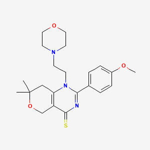 molecular formula C22H29N3O3S B3494992 2-(4-METHOXYPHENYL)-7,7-DIMETHYL-1-(2-MORPHOLINOETHYL)-1,5,7,8-TETRAHYDRO-4H-PYRANO[4,3-D]PYRIMIDINE-4-THIONE 