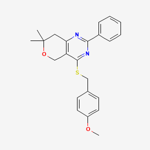 4-{[(4-METHOXYPHENYL)METHYL]SULFANYL}-7,7-DIMETHYL-2-PHENYL-5H,7H,8H-PYRANO[4,3-D]PYRIMIDINE