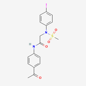 molecular formula C17H17IN2O4S B3495015 N-(4-acetylphenyl)-2-(4-iodo-N-methylsulfonylanilino)acetamide 