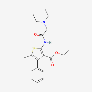 molecular formula C20H26N2O3S B3495108 Ethyl 2-[[2-(diethylamino)acetyl]amino]-5-methyl-4-phenylthiophene-3-carboxylate 