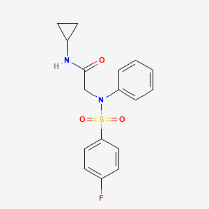 molecular formula C17H17FN2O3S B3495227 N~1~-cyclopropyl-N~2~-[(4-fluorophenyl)sulfonyl]-N~2~-phenylglycinamide 