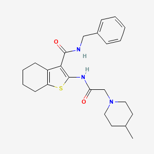 molecular formula C24H31N3O2S B3495264 N-BENZYL-2-[2-(4-METHYLPIPERIDIN-1-YL)ACETAMIDO]-4,5,6,7-TETRAHYDRO-1-BENZOTHIOPHENE-3-CARBOXAMIDE 